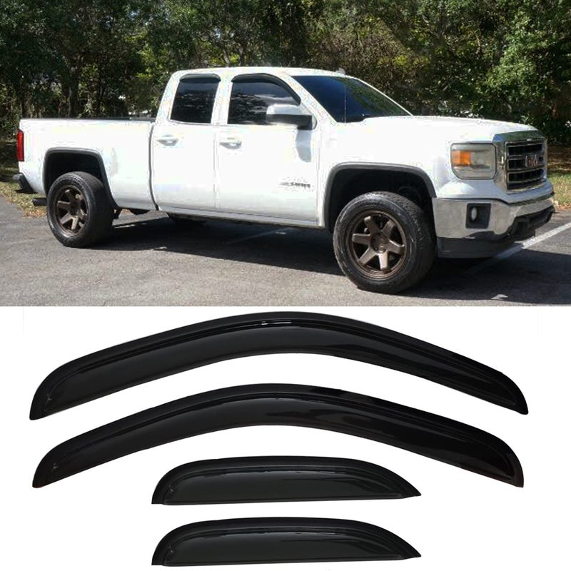 Darodcar Side Window Visor Wind Deflectors Rain Guard for 2007-2013 Chevy Silverado & GMC Sierra 1500/2500 HD/3500 HD Extended Cab Only Sun Vent Window Shade 4-pc Set 94040 - Image 1
